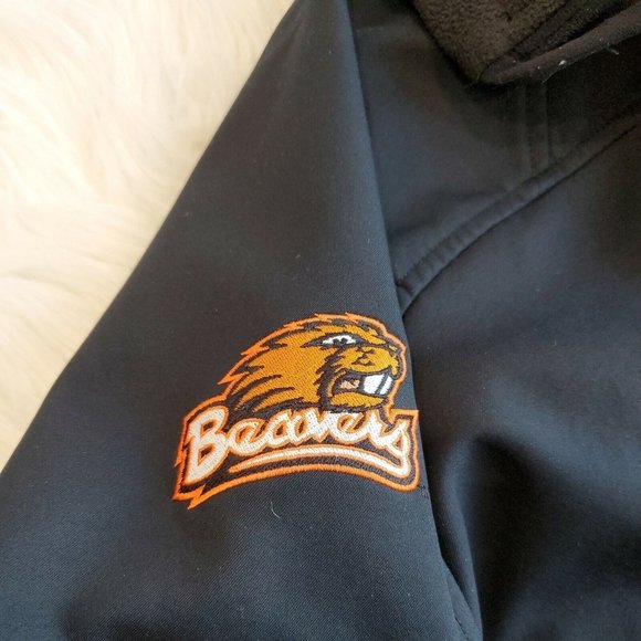 Columbia Mens Jacket M Black Blue Full Zip High Neck Oregon Beavers - Picture 3 of 12